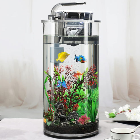 Fish Tank Decorations Plants with Resin Cave Rock View, 9pcs Aquarium Decorations Plants Plastic,Fish Tank Accessories, Fish Cave and Hideout Orna...