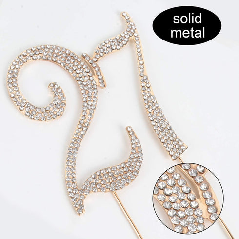 27 Years Birthday Cake Topper - New Best Crystal Rhinestone 27th Wedding Anniversary Or 27 Years Old Cake Topper Party Decoration Gold...