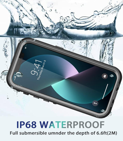 Design for iPhone 13 Pro Max Waterproof Case, Full Body Shockproof Dust Proof Phone Case Cover with Screen Protector for iPhone 13 Pro Max Case (B...