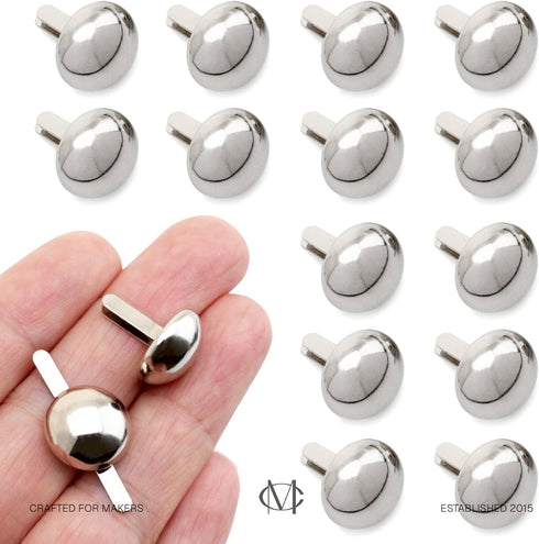 CRAFTMEMORE Round Brads Purse Feet Handbag Nailheads Spike Prong Studs 8MM 10MM 12MM 100 PCS (12 mm (?1/2"), Silver)...