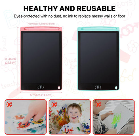 LCD Writing Tablet, 2 Packs Drawing Pads for Kids 3 4 5 6 Years Old 8.5 Inch Colorful Lines Doodle Scribble Boards Educational Toys for Boys Girls...