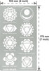 Aleks Melnyk No.415 Metal Stencil, Chakras, Mandala, Yoga, Symbols for Meditation, Om, Sacred Geometry, Template for Wood Burning, Pyrography Engr...