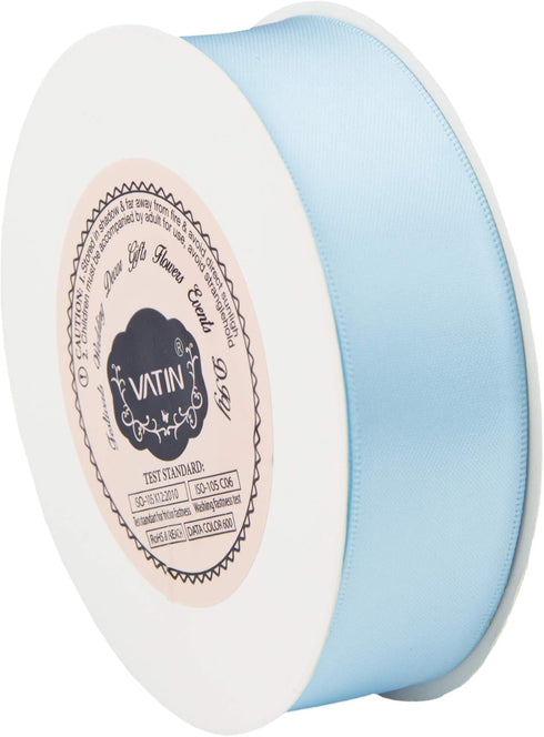 VATIN Double Face Light Blue Satin Ribbon 1" Continuous 25 Yards,Blue Polyester Fabric Ribbon use for Bows Bouquet, Gift Wrapping, Floral Arrangem...