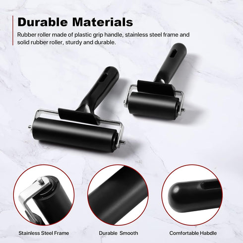 3 Pack Brayer Rollers for Crafting, Vinyl Rubber Roller Brayers, Printmaking Brayer Rollers for Cricut Maker, Gluing, Printing, Inking and Stampin...