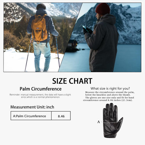 Long Keeper Men Leather Touchscreen Gloves Winter Driving Warm Wrist Gloves...