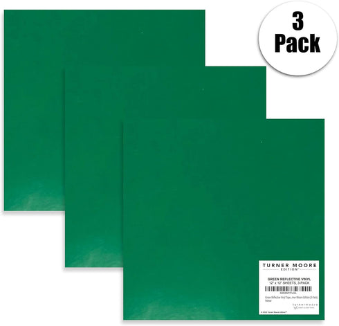 Green Reflective Vinyl Permanent Adhesive, 12x12 Sheets Reflective Vinyl for Cricut, Cars, Bikes, Decals, Stickers, Signs, Helmets, Mailbox, Numbe...