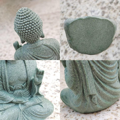Meditating Buddha Statue Natural Sandstone Buda Sculptures for Fish Tank Aquarium Decorations Home Zen Garden Bonsai Ornament Decor, Gifts (Fearle...