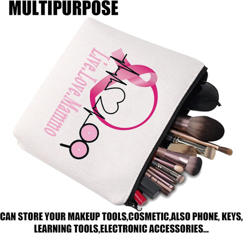 Mammo Cosmetic Bag For Women Live Love Mammo Makeup Bag Mammo Technologist Thank You Gifts Mammo Tech Survival Kit...