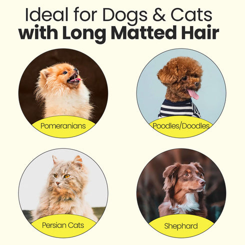 Metal Dog Comb for Matted Hair & Detangler Combs Set - Remove Tangles & Matted Fur - Easy Safe Cat & Dog Combs for Grooming Doodles...