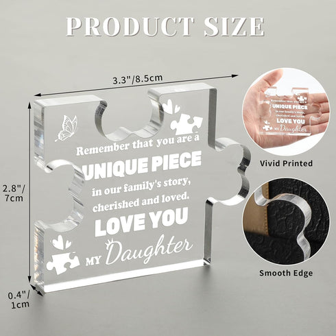 Daughter Birthday Gift from Mom Engraved Acrylic Puzzle Plaque Daughter Gifts - 3.35 x 2.76 Inch Desk Decoration Gift for Daughter Graduation Gift...