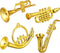 Balacoo 4Pcs Mini Plastic Musical Instrument Dollhouse Trumpet Saxophone Miniature Dollhouse Model Gold Christmas Tree Hanging Decor...