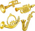 Balacoo 4Pcs Mini Plastic Musical Instrument Dollhouse Trumpet Saxophone Miniature Dollhouse Model Gold Christmas Tree Hanging Decor...