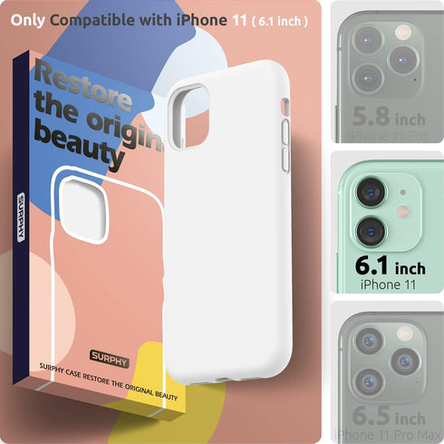 SURPHY Compatible with iPhone 11 Case 6.1 inch, Thickening Design Liquid Silicone Phone Case (with Microfiber Lining) for iPhone 11 2019, White...
