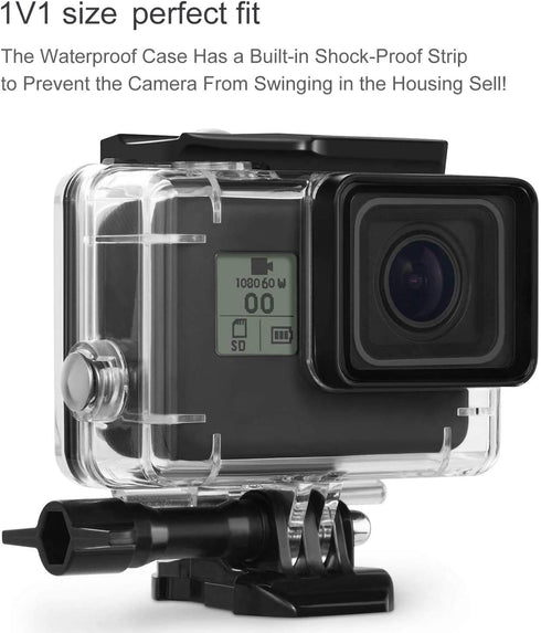 F1TP Waterproof Case Accessories for Go Pro Hero 8 Black Action Camera, 60M Waterproof Underwater Protective Shell?Accessories with Bracket, with ...