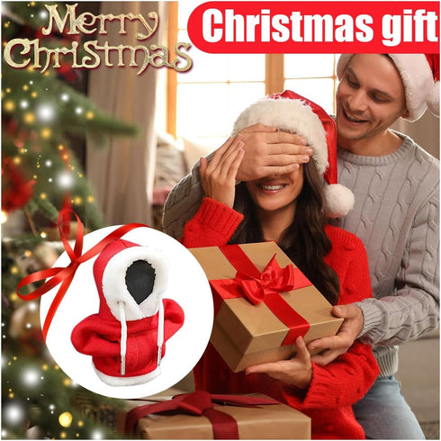 Christmas Car Shift Knob Hoodie Cover, Christmas Style Hoodie Winter Warm Car Shift Cover Shifter Hoodie Protector, Universal Shift Knob Cover Car...