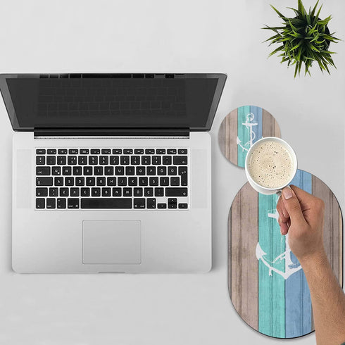Personality Mouse Pad with Coaster Set, Anchor Nautical Marine Themed Fashion Design Mouse Pad Non-Slip Rubber Gaming Mouse pad Computer Laptop...