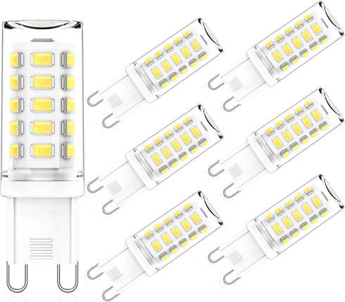 G9 LED Light Bulb 4W, 40 Watt G9 Halogen Equivalent, 6000K Daylight White, G9 Bi Pin Base Bulbs for Chandeliers, 360° Beam Angle, 120V, 370LM, CRI...