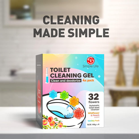 Simple Life Toilet Bowl Cleaner Gel | Fresh Flower Toilet Gel Stamp | Stops Limescale and Stains with Air Freshening Scent | Deodorizing Clean | 3...