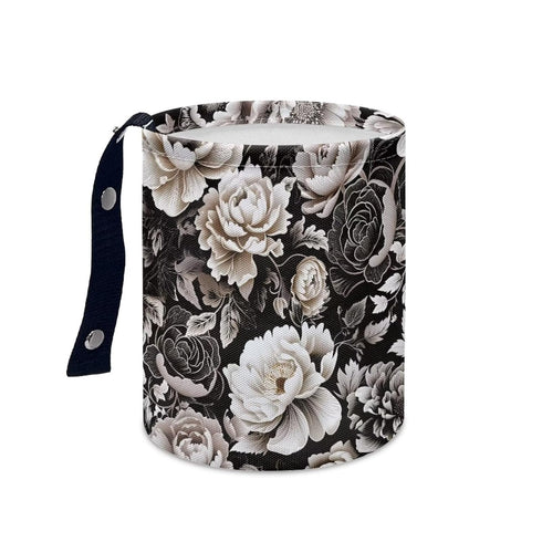 Car Trash Can - Black and White Flowers Printing Garbage Bin Decoration for Car Interior, Front Seat, Back Seat, Floor, Headrest - SUV, Trucks...