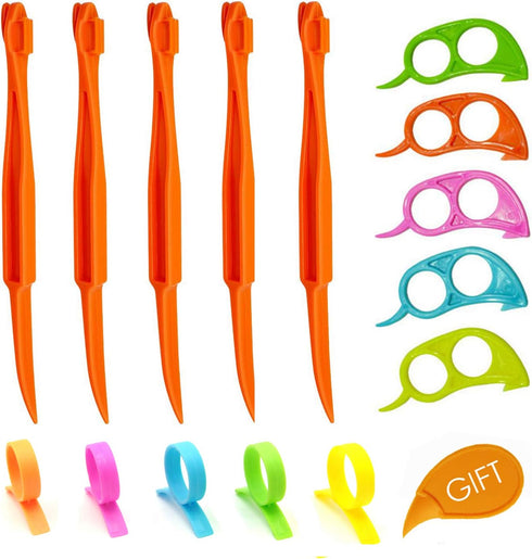 Orange Peeler Set Cosmer Orange Peeler Easy Open Citrus Lemon Citrus Peel Cutter Vegetable Slicer Fruit Tools Kitchen Gadgets (15 Pack Colorful)...