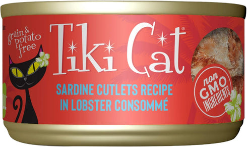 Tiki Cat Grill Wet Cat Food, Sardine Cutlets in Lobster Consomm?, 2.8 oz. Cans (12 Count)...