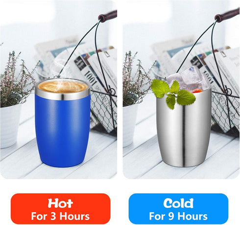 VEGOND Stainless Steel 12 oz Tumblers bulk Vacuum Insulated Double Wall Travel Tumbler with Lid and Straw Reusable Tumbler, Royal Blue 1 Pack...