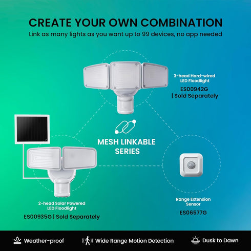 Home Zone Security Linkable Flood Light Sensor, Extends Range of Home Zone Security Flood Light Models ES00942G & ES00935G, 327’ Range, 4 Channel ...