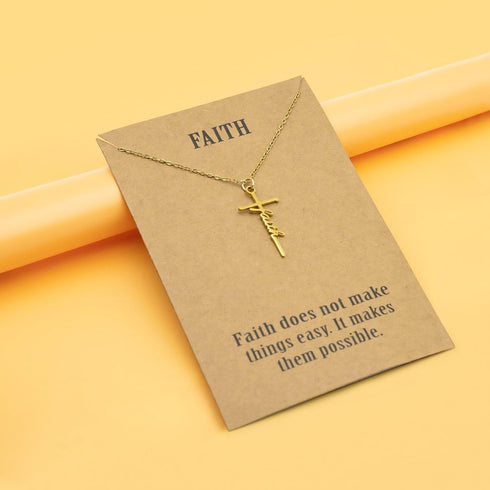 Faith Cross Necklace Gift for her, religious gift for womens,for birthday or Any Special Occasion from, Faith Cross Necklace with Message Card...