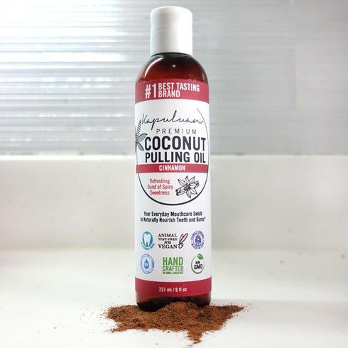 Coconut Pulling Oil for Teeth and Gums Mouthwash, 100% Pure and Natural, Non-GMO, Ayuverdic – Refreshing Cinnamon Essential Oils...
