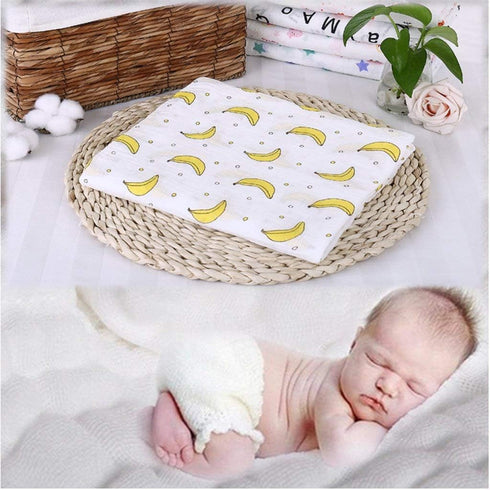 Muslin Swaddle Square Blankets Baby Receiving Blanket Wrap Swaddle Towel for Girl Shower Gift - Banana...