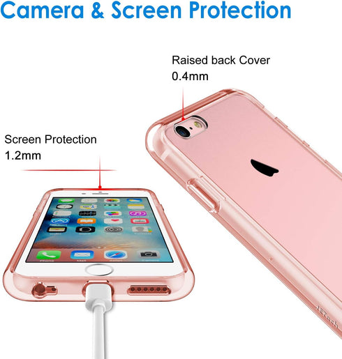 JETech Case for iPhone 6 Plus and iPhone 6s Plus 5.5-Inch, Non-Yellowing Shockproof Phone Bumper Cover, Anti-Scratch Clear Back (Rose Gold)...