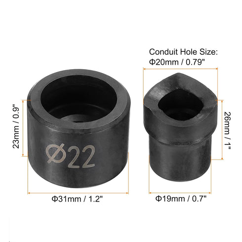2set Conduit Punch and Die 22mm Chrome Steel Manual Knockout Punch Conduit Hole Cutter Set for Hydraulic Knock Out Driver...