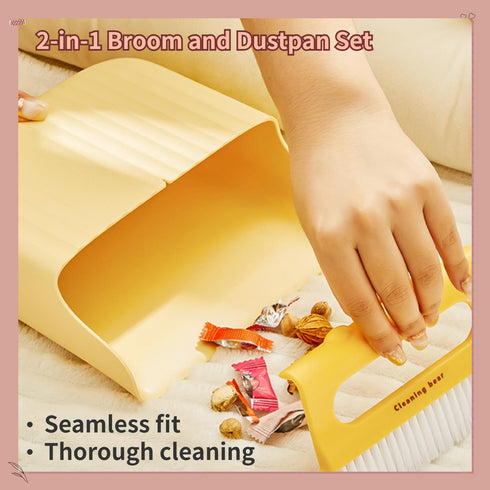 Desktop Broom Small Dustpan Broom Set Cartoon Broom with Trash Can Window Sill Cleaning Broom Cute Whisk Broom for Home Desktop Sofa (Yellow,6.69X...