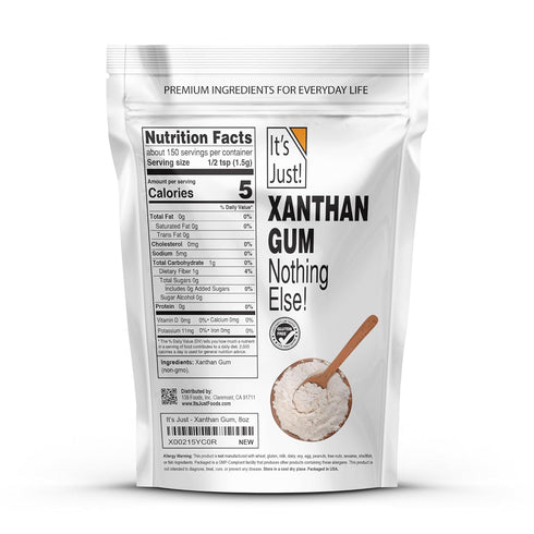 It's Just - Xanthan Gum, 8oz, Batch Tested Gluten Free, Keto Baking, Non-GMO, Thickener for Sauces, Soups, Dressings, Packaged in USA...