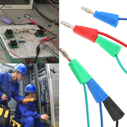 5Pcs Dual 4mm Banana Plug 5 Colors Multimeter Test Leads Lead Wire Silicone Pluggable Cable Wire for Laboratory Electric Testing 100cm...