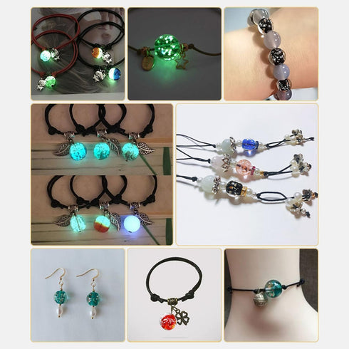 8mm 200pcs Glow in The Dack Glass Beads with Holes for Jewelry Making Bracelets Earrings Necklace Bulk Lampwork Solar Unique DIY Crafts Gold Space...