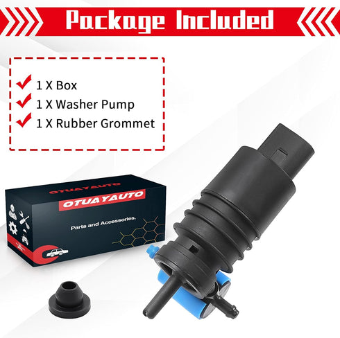 OTUAYAUTO 1J6955651 Windshield Washer Pump for Jeep, Dodge, Chrysler, Volkswagen, Audi, BMW, Chevrolet, Ford - Factory OE Style with Grommet...