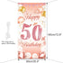 DPKOW Rose Gold 50th Birthday Banner - Backdrop, Wall & Garden Decoration, 185 x 90cm Fabric...