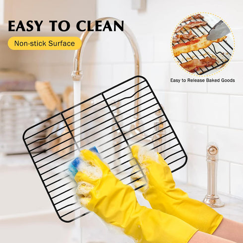 Cooling Baking Rack Set of 2, E-far 11.7” x 9” Non-stick Wire Racks for Oven Cooking Roasting Grilling Cookie Cake Bacon Meat Resting, Non-toxic &...