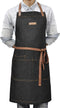Denim Kitchen Apron with Pockets, Mens Womens Professional Chef Bib Apron for Cooking Grill BBQ Server...