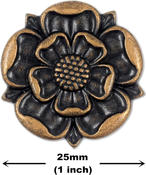 Bezelry 10 Pieces Tudor Rose Metal Shank Buttons. 25mm(1 inch) (Antique Copper)...