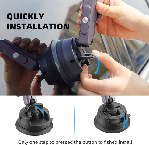 Powerful Suction Cup Car Mount for Insta360 X4 X3 X2,Windshield Window Dashboard Quick-release Holder for Pocket 3 GoPro 12 11 10 9 8 Action 4 3 i...