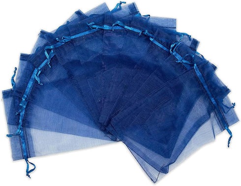 100 Pieces Gifts Organza Bags Navy Blue Drawstring 5x7 Inch for Baby Shower,Christmas,Nurse Birthday,Party Favor,Wedding,Graduation Sheer Mesh Fab...