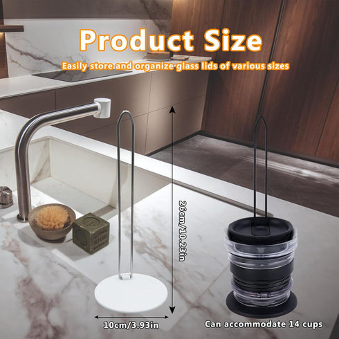 2 Packs Revolutionary Tumbler Lid Organizer, Slim Vertical Storage for Up to 10 Lids, Clutter-Free Kitchen Cabinets and Countertops Organization?W...