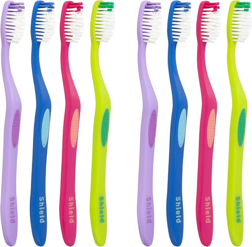 Righto Toothbrush with Elongated Neck (Family Care - Soft Bristles), 4 Colors - 8 Count (Pack of 1)...