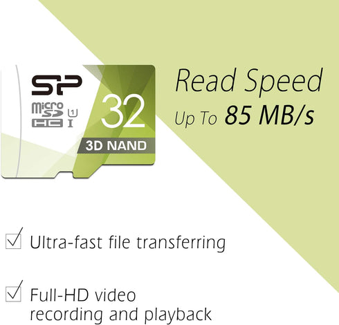 Silicon Power 32GB 3D NAND High Speed MicroSD Card with Adapter...