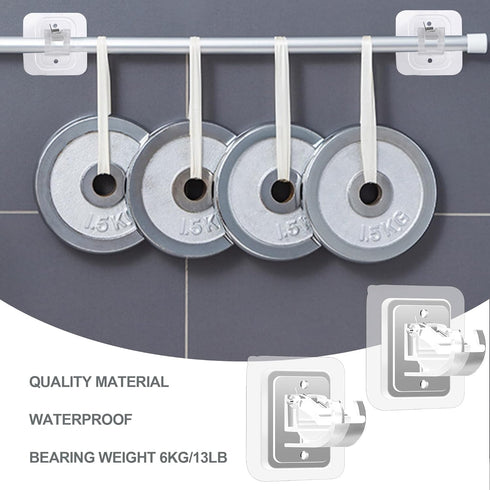 2PCS No Drill Curtain Rod Brackets No Drilling Self Adhesive Curtain Rod Holder Hooks Nail Free Adjustable Curtain Rod Hooks Curtain Hangers for B...