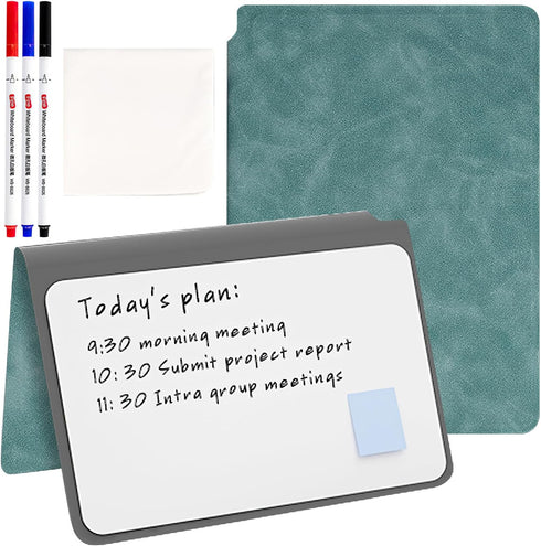 SAYEEC Whiteboard Notebook Portable Dry Erase Board with 3 Colors Fineliner Pens Blue PU Cover Erasable Handheld White Board Reusable Drawing Note...