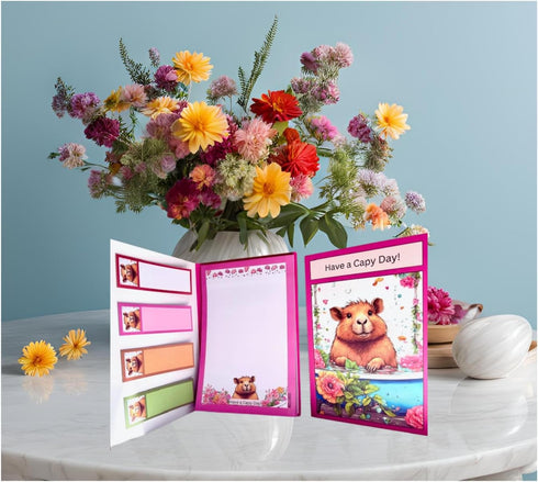 Colorful Sticky Notes Cute Unique Capybara Designs Set (2 Packs of Sticky Notepads and 4 Self Stick Note Labels in Random Capybara Design in Teal,...