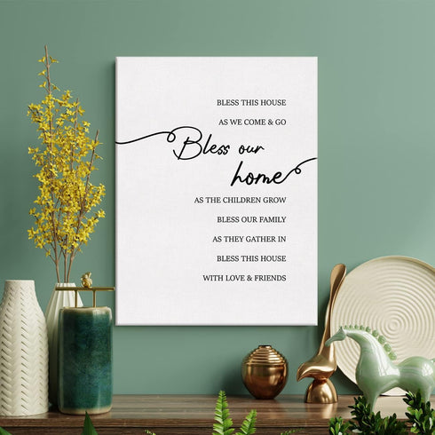 LEXSIVO Inspirational Quote Bless This House Print Canvas Home Wall Art Decor Family Sign Painting 12x15 Poster Framed Ready to Hang...
